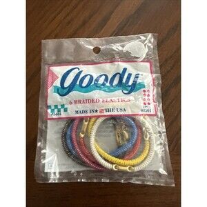 Goody 1990 USA Ponytail Holders Tinsel Woven 5684 USA Made Sealed Set Of 6
